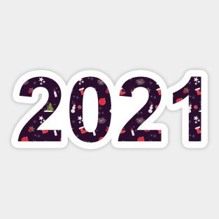 Numbers 2021 with the symbols of the new year Sticker